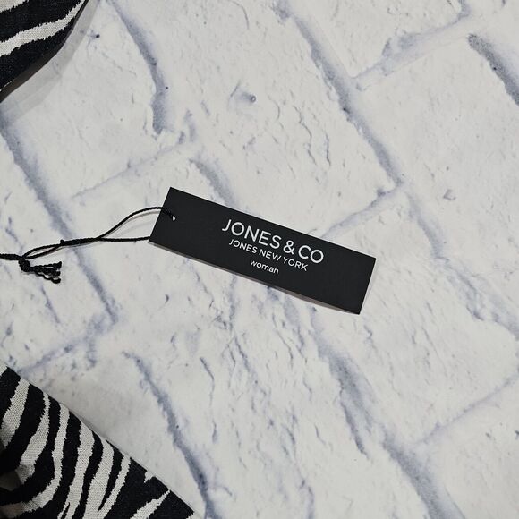 Jones New York Black White Zebra Striped Linen Blend Tunic Top Dress WOMENS 2X - Picture 5 of 10